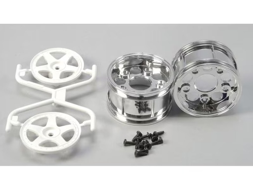 [90298419 1312270] Tamiya Felgen 5-Speichen, zweiteilig, 30 mm, Weiss 2 Stück, 1:10