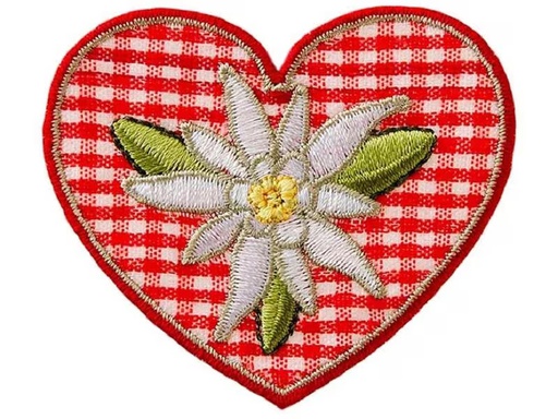 [90298983 1570248] Mono-Quick Aufbügelbild Karo Herz Edelweiss 1 Stück
