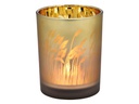 G. Wurm Windlicht Pampasgras 12 cm, Goldbraun