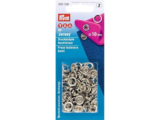 [90300285 1575962] Prym Druckknöpfe Jersey Ring Silber, 10 mm, 20 Stück