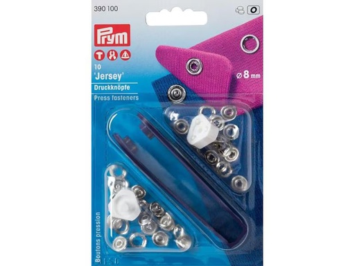 [90300327 1575963] Prym Druckknöpfe Jersey Silber, 8 mm, 10 Stück