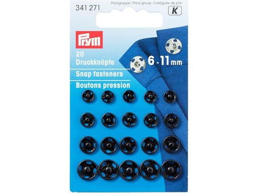 [90300415 1575918] Prym Druckknöpfe Schwarz, 6-11 mm