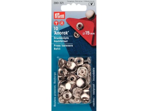 [90300423 1575953] Prym Druckknöpfe Anorak Silber, 15 mm