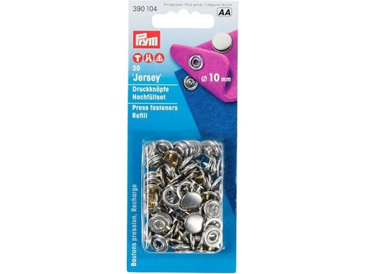 [90300429 1575959] Prym Druckknöpfe Jersey Kappe Silber, 10 mm, 20 Stück