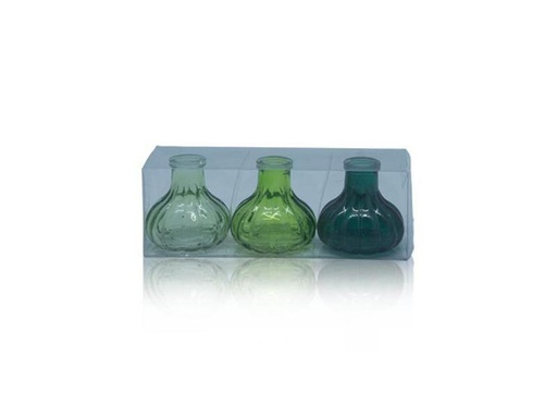 [90300669 1573520] CHALET Vasen-Set Stripes 3 Stück, 7 cm, Grün