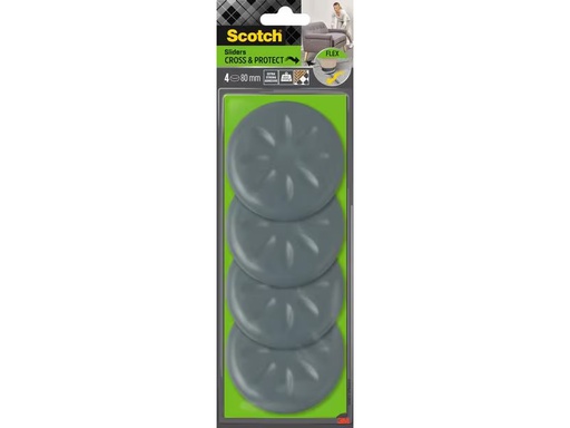 [90300856 1571179] 3M Möbelgleiter Flexibal, Ø 80 mm, Grau, 4er Pack
