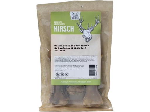 [90300869 1575482] Kaufit Kauknochen Hirsch, 12 cm, 165 g, 3 Stück