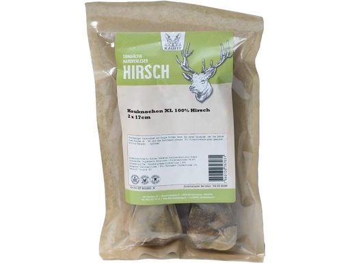[90300875 1575483] Kaufit Kauknochen Hirsch, 17 cm, 225 g, 2 Stück