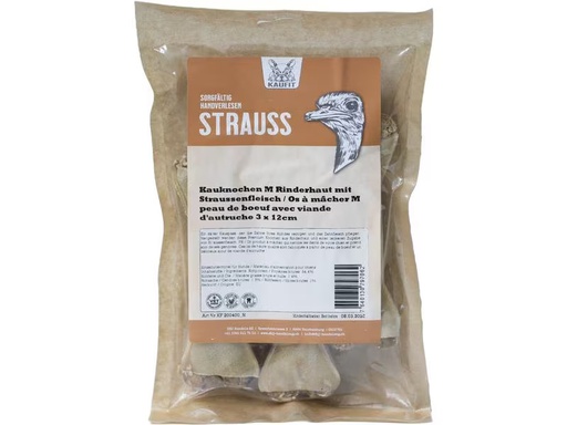 [90300879 1575486] Kaufit Kauknochen Rind mit Straussenfleisch, 12 cm, 195 g, 3 Stück