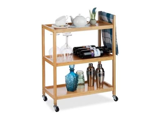 [90300935 1520023] relaxdays Bartrolley Bambus 76.5 x 30 cm, Nature