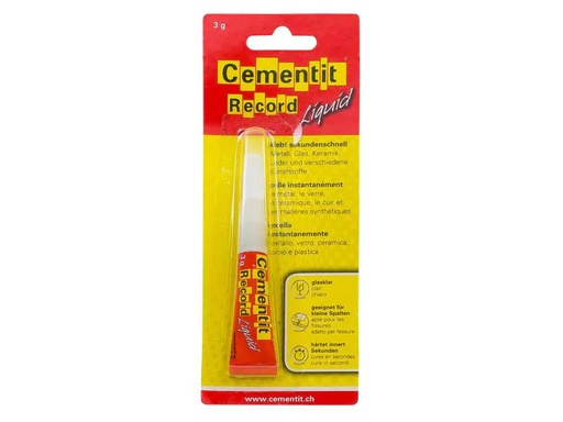 [90049976 907812] Cementit Sekundenkleber Record Liquid 1 Stück, Transparent