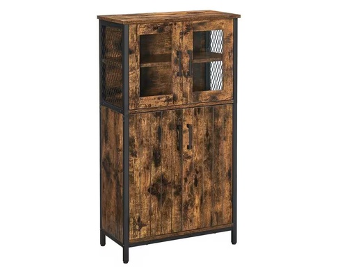[90302580 1570389] VASAGLE Kommode mit Türen aus Glas 60 x 108 cm, Braun/Schwarz