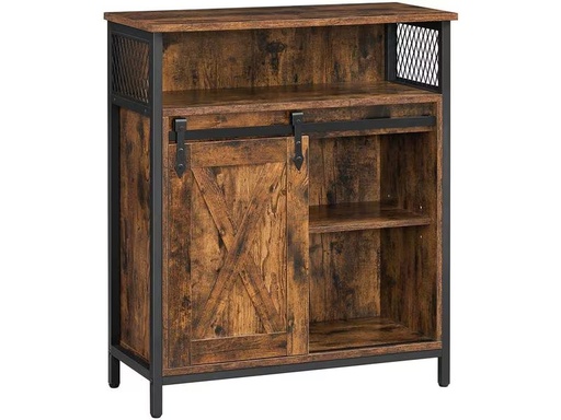 [90302893 1568997] VASAGLE Kommode mit Schiebetür 70 x 80 cm, Braun/Schwarz