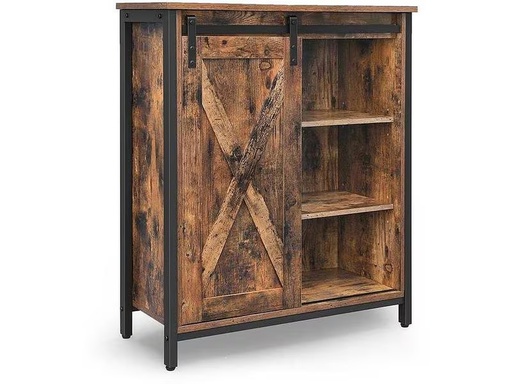 [90302999 1569000] VASAGLE Kommode mit Schiebetür 70 x 80 cm, Braun/Schwarz