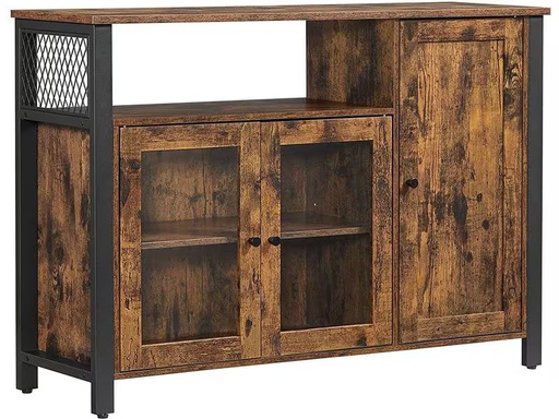[90303226 1568999] VASAGLE Kommode mit 3 Türen 110 x 75 cm, Braun/Schwarz