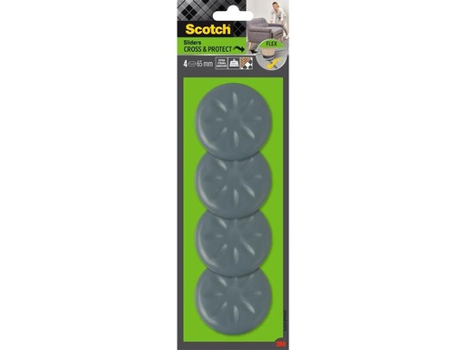 [90303333 1571154] 3M Möbelgleiter Flexibal, Ø 65 mm, Grau, 4er Pack