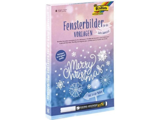 [90303787 956329] Folia Fensterbild Merry Christmas Vorlage und Kreidemarker