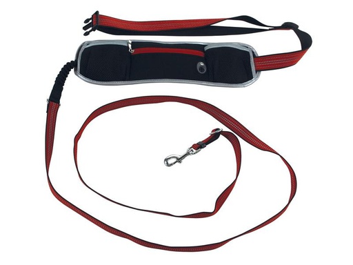 [90304289 1560548] SwissPet Joggingleine Set Speedo mit Tasche, 2.5 m, Rot/Schwarz