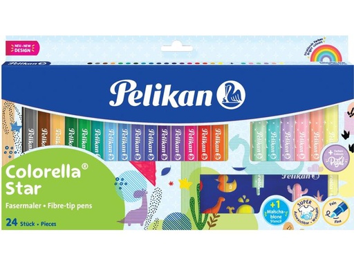 [90304813 1496893] Pelikan Filzstift Colorella Star 18 Farben und 6 Pastelltönen