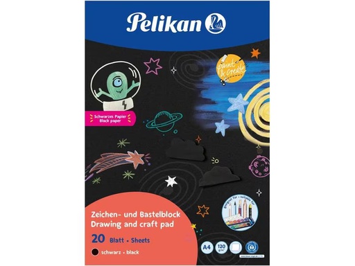 [90304981 1496884] Pelikan Bastelbuch und Zeichenblock A4, 20 Blätter, Schwarz