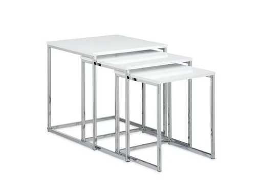 [90305333 1585633] relaxdays Beistelltisch 3er Set 30/35/40 x 36/39/42 cm, Silber/Weiss
