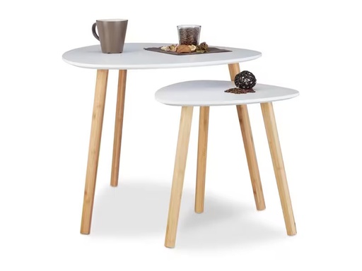 [90305424 1585631] relaxdays Beistelltisch 2er Set 40/60 x 40/48 cm, Nature/Weiss