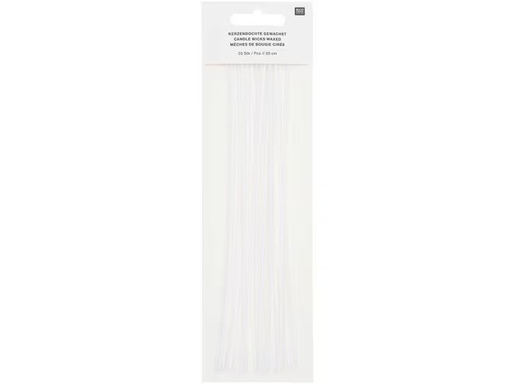 [90305822 1579172] Rico Design Kerzendocht gewachst 20 cm, 20 Stück, Baumwolle