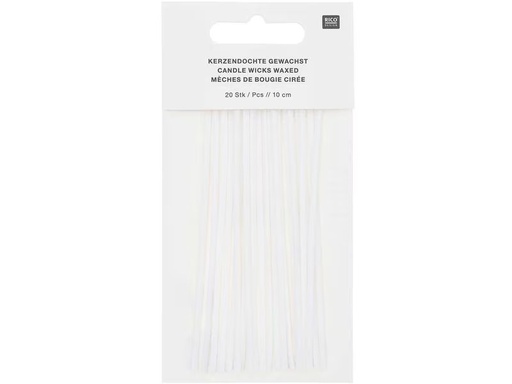 [90305908 1579171] Rico Design Kerzendocht gewachst 10 cm, 20 Stück, Baumwolle