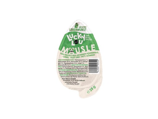 [90306028 1586514] Lucky Lou Katzen-Nahrungsergänzung Mäusle Leberwurst, 28 g