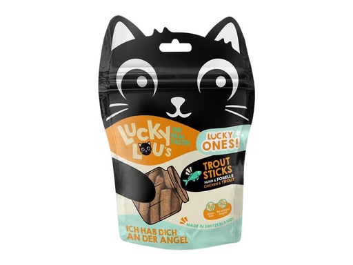 [90306044 1586517] Lucky Lou Katzen-Snack Lucky Ones Sticks Huhn &amp; Forelle, 50 g
