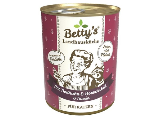 [90306133 1589806] Betty's Landhausküche Nassfutter Truthahn mit Borretschöl, 400 g