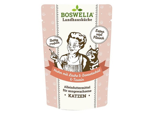 [90306234 1589792] Betty's Landhausküche Nassfutter Huhn mit Lachs &amp; Borretschöl, 100 g