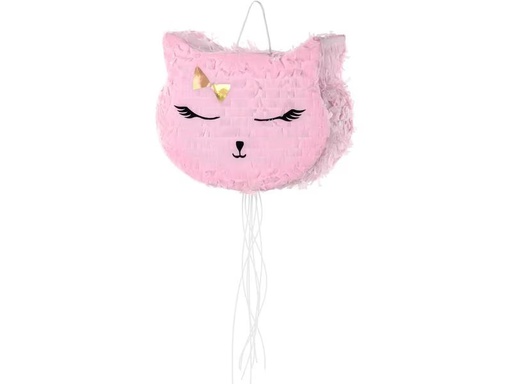 [90307341 1330531] Partydeco Pinata Katze, 35 x 27 x 9 cm, Rosa, 1 Stück