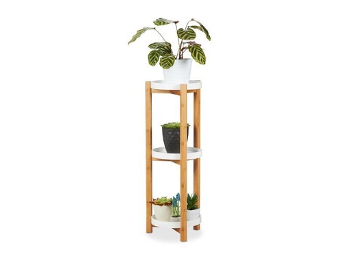 [90307539 1594785] relaxdays Pflanzenständer mit 3 Etagen 30 cm, Nature/Weiss