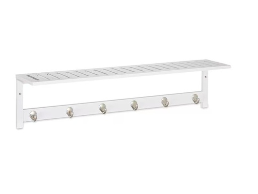 [90307586 1594797] relaxdays Garderobenleiste mit Ablage 6 Haken, Weiss