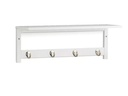 relaxdays Wandregal mit 4 Haken 50 cm x 17.5 cm, Weiss