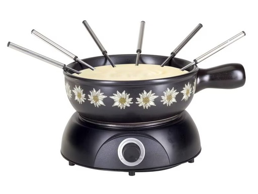 [90307731 1594875] Nouvel Käsefondue-Set Edelweiss 10 Teile, Schwarz