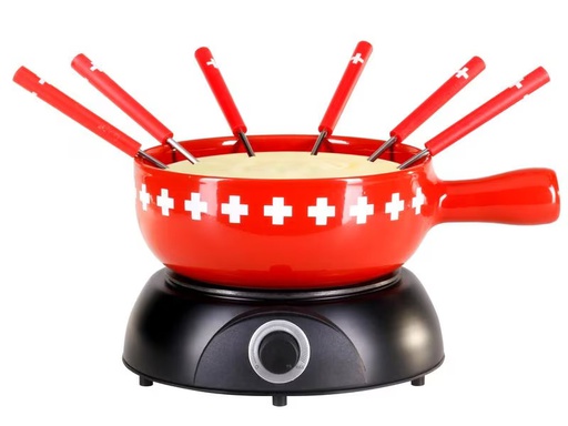 [90307736 1594874] Nouvel Käsefondue-Set CH Band 8 Teile, Rot