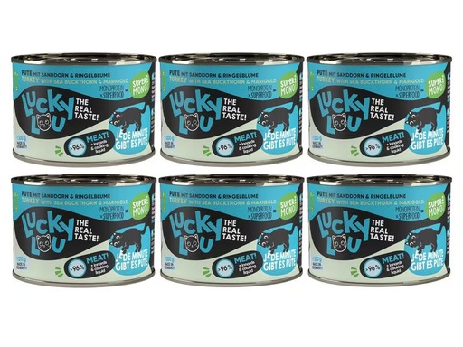 [90307791 1594539] Lucky Lou Nassfutter SuperMono Pute, 6 x 200 g