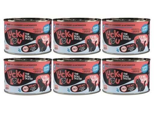 [90307828 1594540] Lucky Lou Nassfutter SuperMono Rind, 6 x 200 g