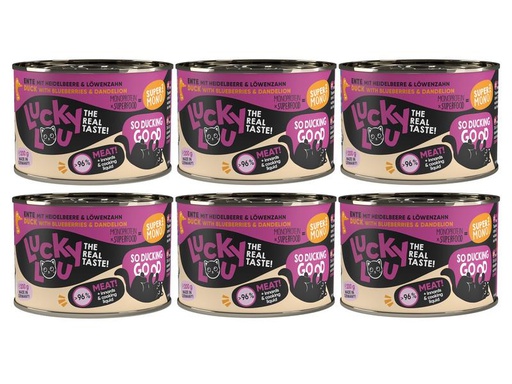[90307898 1594537] Lucky Lou Nassfutter SuperMono Ente, 6 x 200 g