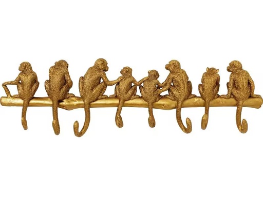 [90308007 1570774] Kare Garderobenleiste Monkey 8 Haken, Gold
