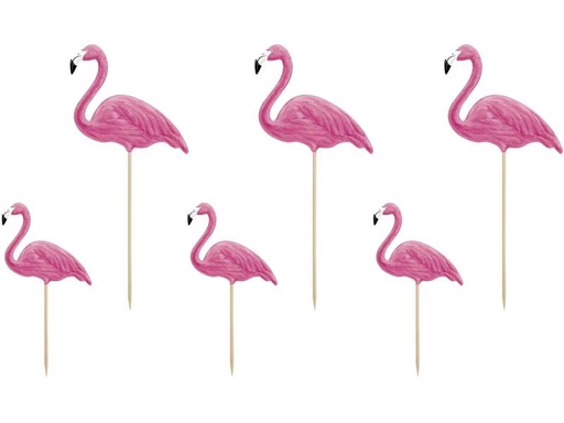 [90308354 1600514] Partydeco Kuchen-Topper Aloha Flamingos 1 Stück, Pink