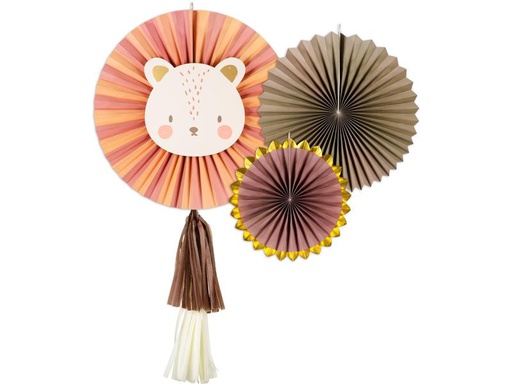 [90308382 1600527] Partydeco Rosetten Löwe 3 Stück