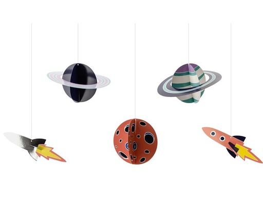 [90308387 1600520] Partydeco Papierdekoration Kosmos 5 Stück