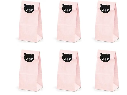 [90308397 1600502] Partydeco Geschenktüte Cat 6 Stück, Rosa