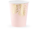 Partydeco Einwegbecher Blätter 220 ml, 6 Stück, Hellrosa