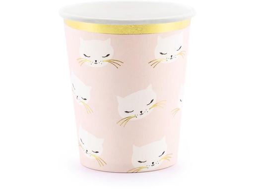 [90308563 1600499] Partydeco Einwegbecher Cat 200 ml, 6 Stück, Hellrosa