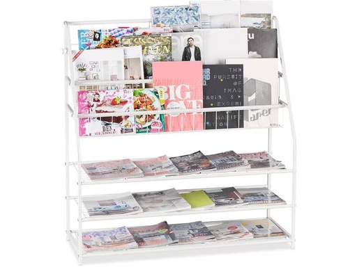 [90308836 1601641] relaxdays Zeitungsständer 96 x 97 x 37 cm Weiss