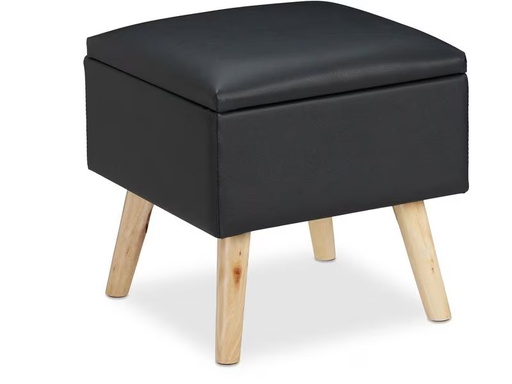 [90308931 1601664] relaxdays Sitz- und Aufbewahrungshocker Schwarz